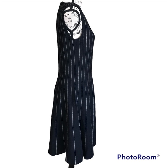 Bar Iii Dublin Metallix-piping Fit Flare Dress - Black - Picture 4 of 6